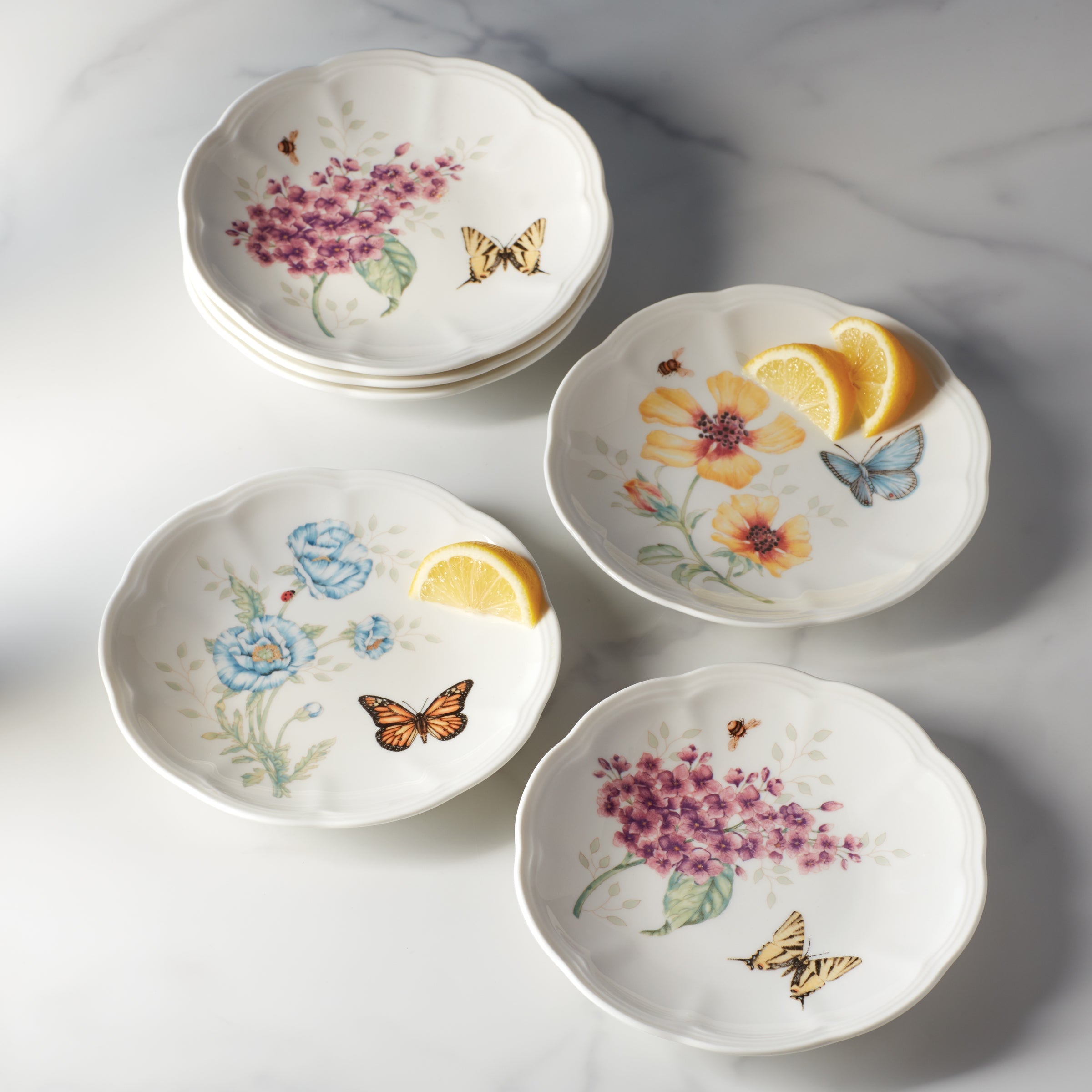 Green Floral Accent Plates, Set of 4 - Image 2