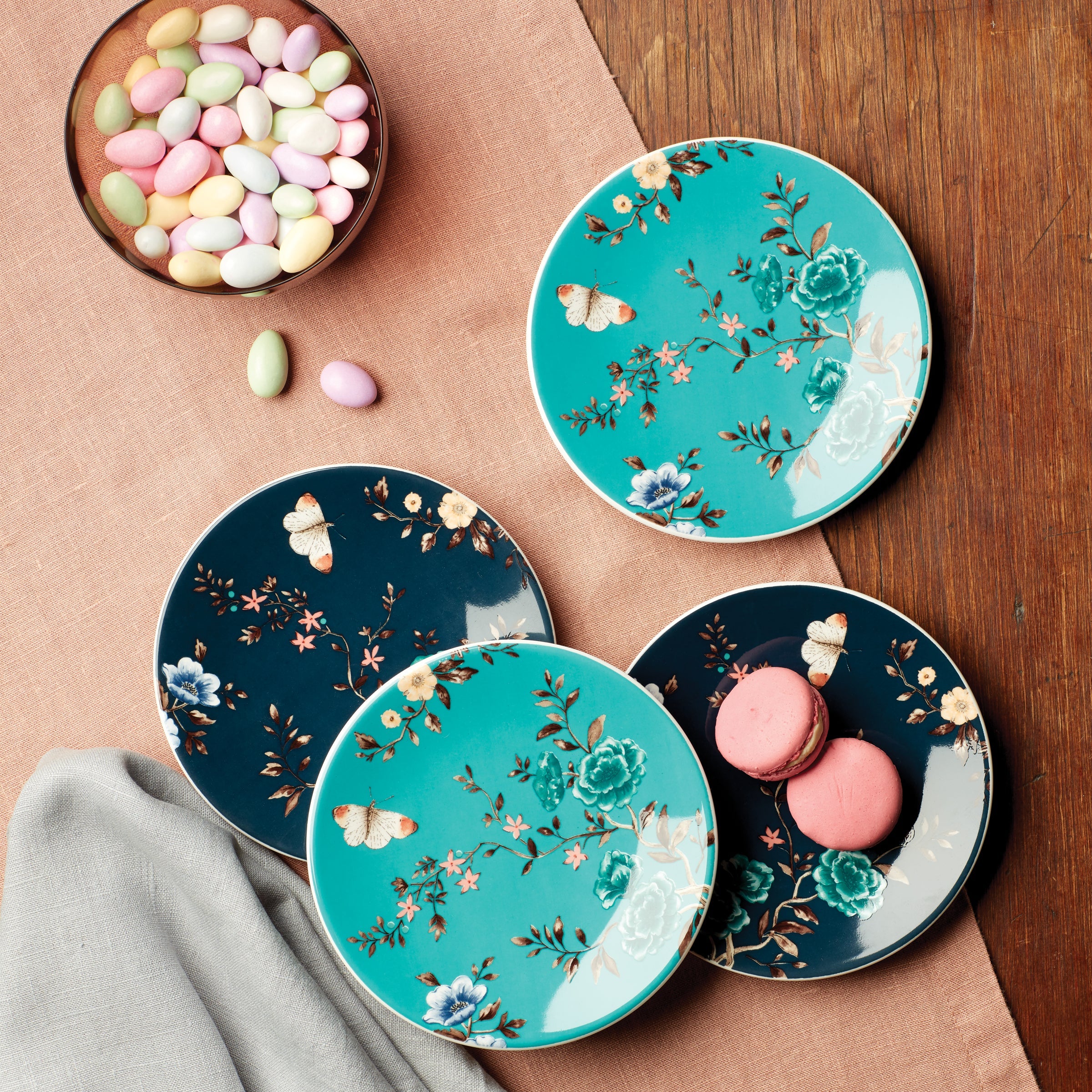 Blush Geometric Gold Salad Plates, Set of 4 - Image 3
