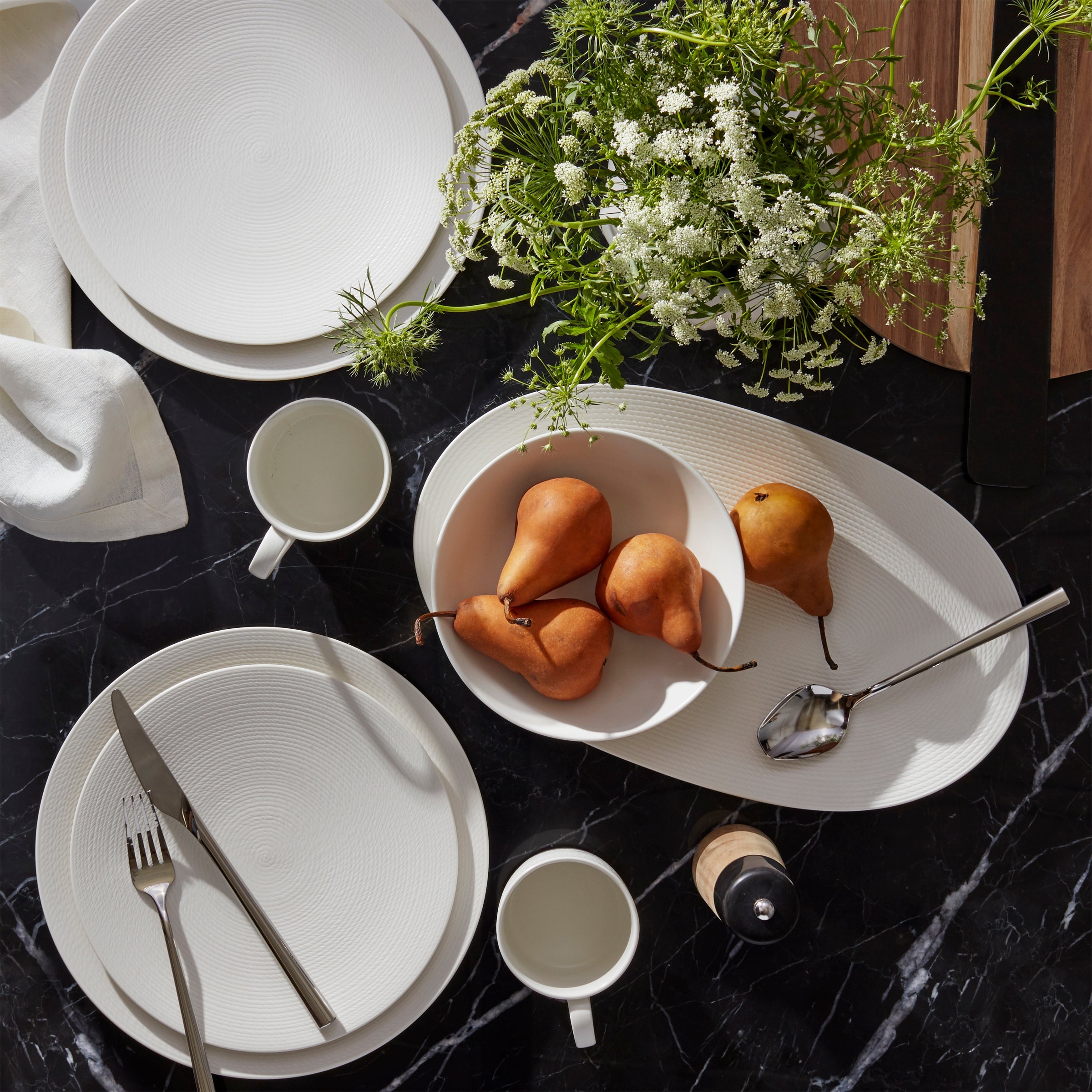 White Textured Porcelain Dinner Plates, Set of 4 - Image 5