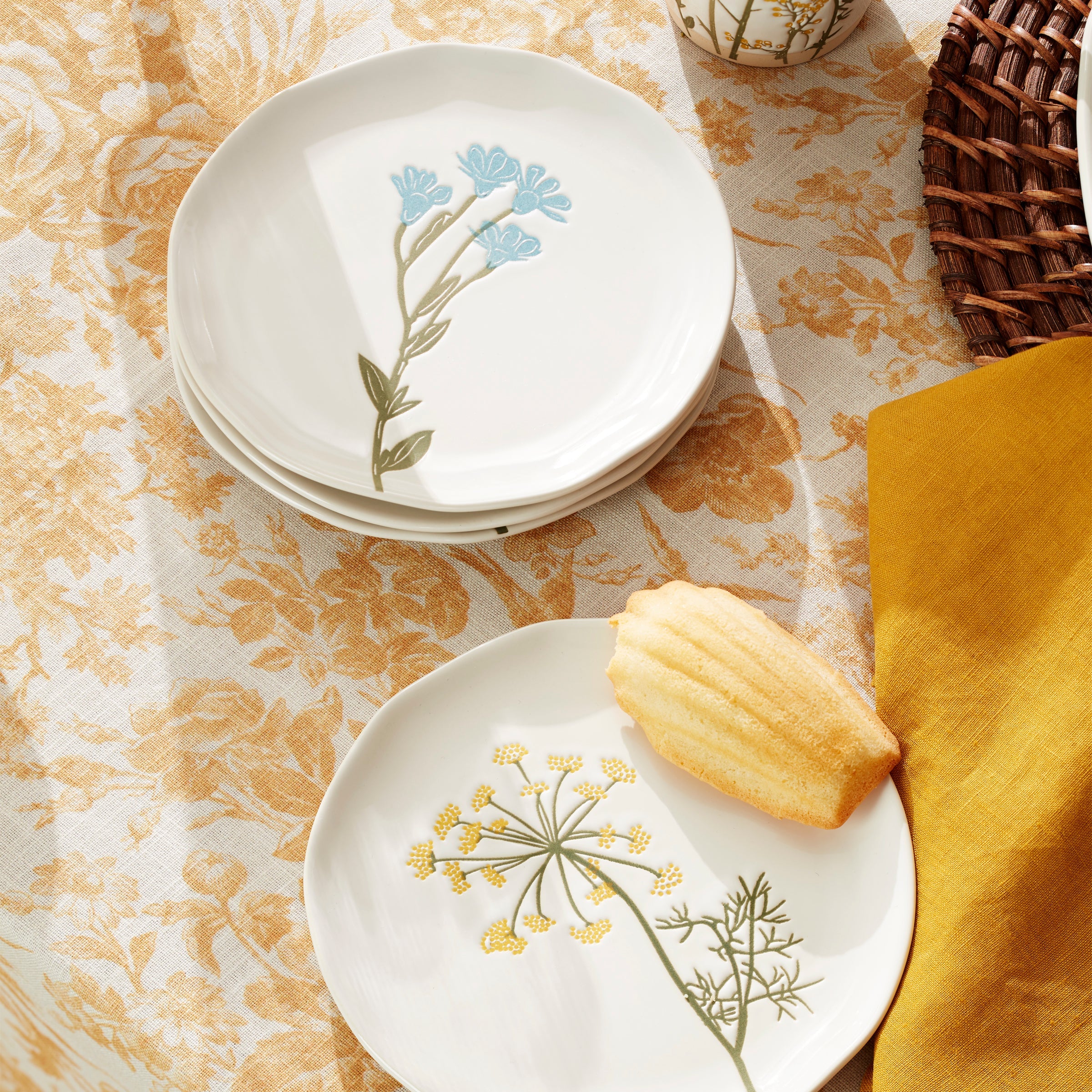 Square Floral Butterfly Accent Plates, Set of 4 - Image 2
